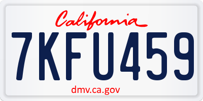 CA license plate 7KFU459