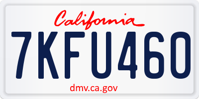 CA license plate 7KFU460