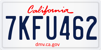 CA license plate 7KFU462
