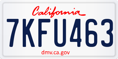 CA license plate 7KFU463