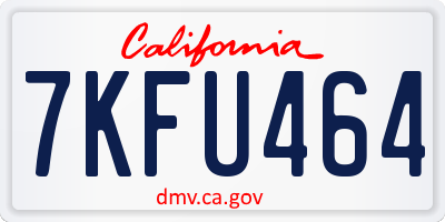 CA license plate 7KFU464