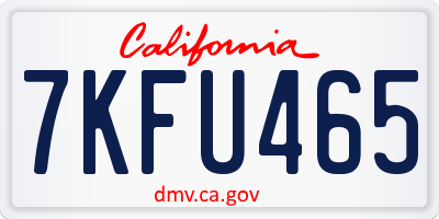 CA license plate 7KFU465
