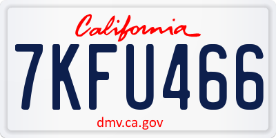 CA license plate 7KFU466
