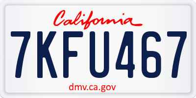 CA license plate 7KFU467