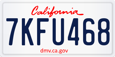 CA license plate 7KFU468