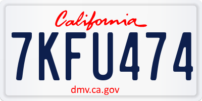 CA license plate 7KFU474