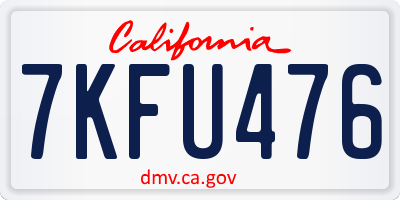 CA license plate 7KFU476