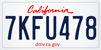 CA license plate 7KFU478