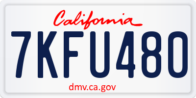 CA license plate 7KFU480