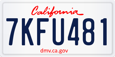 CA license plate 7KFU481