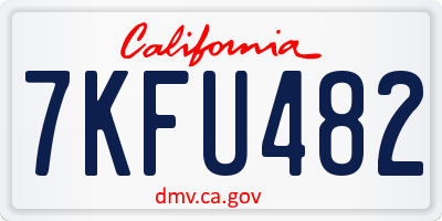 CA license plate 7KFU482