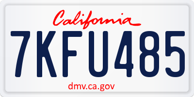 CA license plate 7KFU485