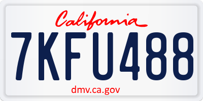 CA license plate 7KFU488