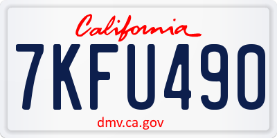 CA license plate 7KFU490
