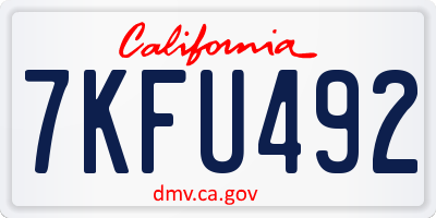 CA license plate 7KFU492