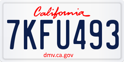 CA license plate 7KFU493