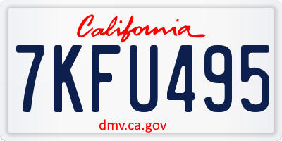 CA license plate 7KFU495