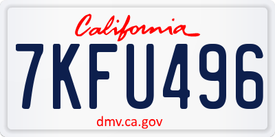 CA license plate 7KFU496