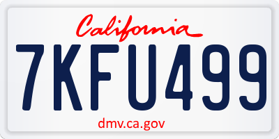 CA license plate 7KFU499