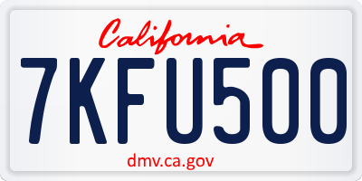 CA license plate 7KFU500
