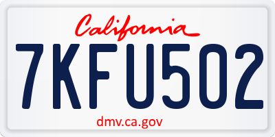 CA license plate 7KFU502
