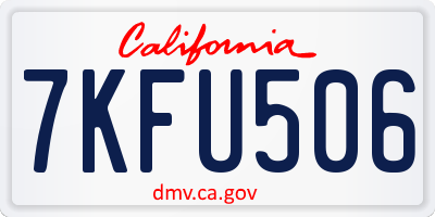 CA license plate 7KFU506