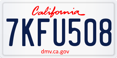 CA license plate 7KFU508