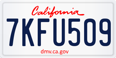 CA license plate 7KFU509