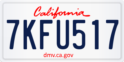 CA license plate 7KFU517