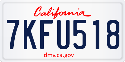 CA license plate 7KFU518