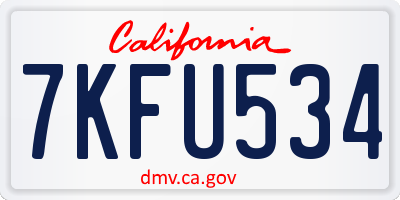 CA license plate 7KFU534