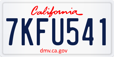 CA license plate 7KFU541