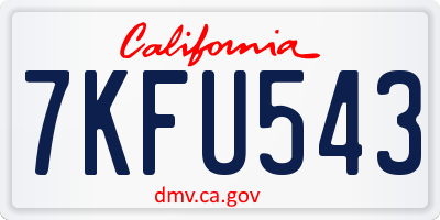 CA license plate 7KFU543