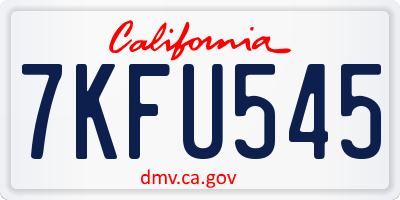 CA license plate 7KFU545