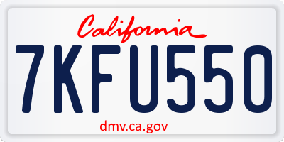 CA license plate 7KFU550