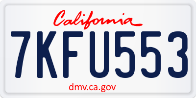 CA license plate 7KFU553