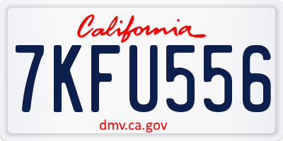 CA license plate 7KFU556