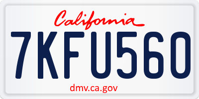 CA license plate 7KFU560