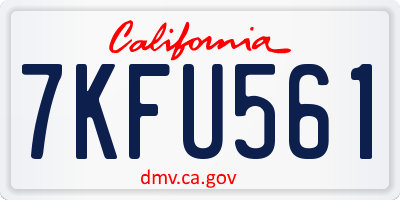 CA license plate 7KFU561