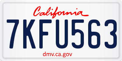 CA license plate 7KFU563