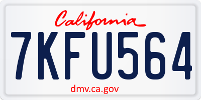 CA license plate 7KFU564