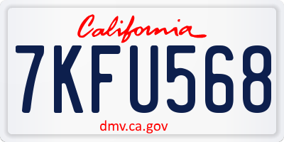 CA license plate 7KFU568
