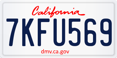 CA license plate 7KFU569