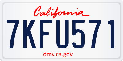 CA license plate 7KFU571