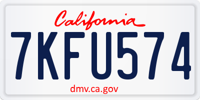 CA license plate 7KFU574
