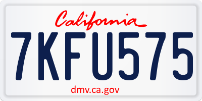 CA license plate 7KFU575