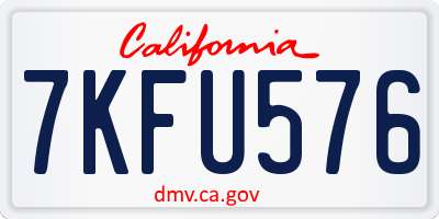 CA license plate 7KFU576