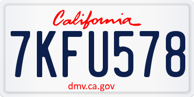 CA license plate 7KFU578