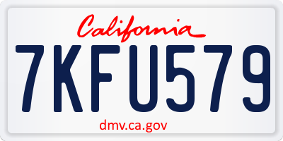 CA license plate 7KFU579