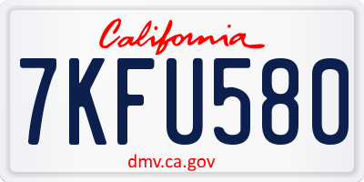 CA license plate 7KFU580